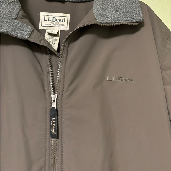 LL BEAN Men’s Taupe Brown Fleece Lined Zip Shelled Warm-Up Bomber Jacket Large - Picture 7 of 9
